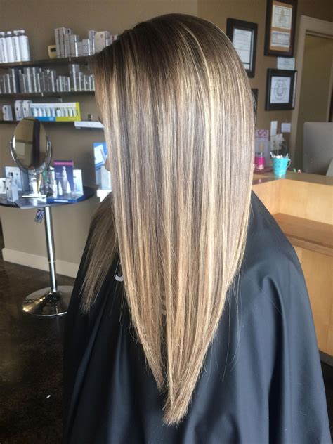 dark brown hair with blonde highlights straight|More.